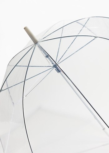 Şeffaf Beyaz Kadın Şemsiye - Görsel 3