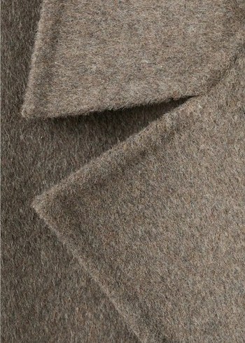 Mango Orta Kahverengi Oversize Yün Kaban - Görsel 7