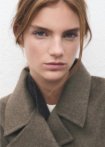 Mango Orta Kahverengi Oversize Yün Kaban - Görsel 6