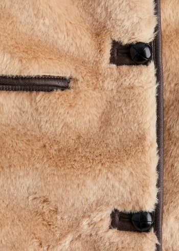 H&M Bej Kabarık Tüylü Kısa Kadın Ceket - Görsel 3