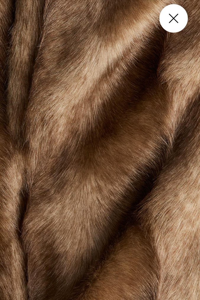 H&M Kadın Kahverengi Suni Kürk Midi Ceket - Görsel 5