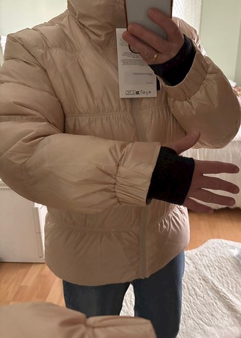 Bej Fermuarlı Kadın Kışlık Mont - Görsel 5