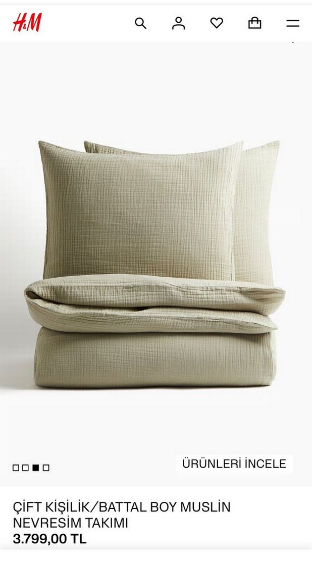 H&M Çift Kişilik Muslin Nevresim Takımı - Görsel 4