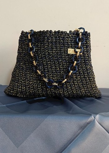 Zincir Detaylı Siyah Örme Kadın Çanta - Görsel 3
