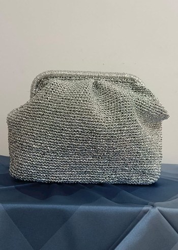 Gri İşlemeli Kadın Abiye Portföy Çanta - Görsel 6