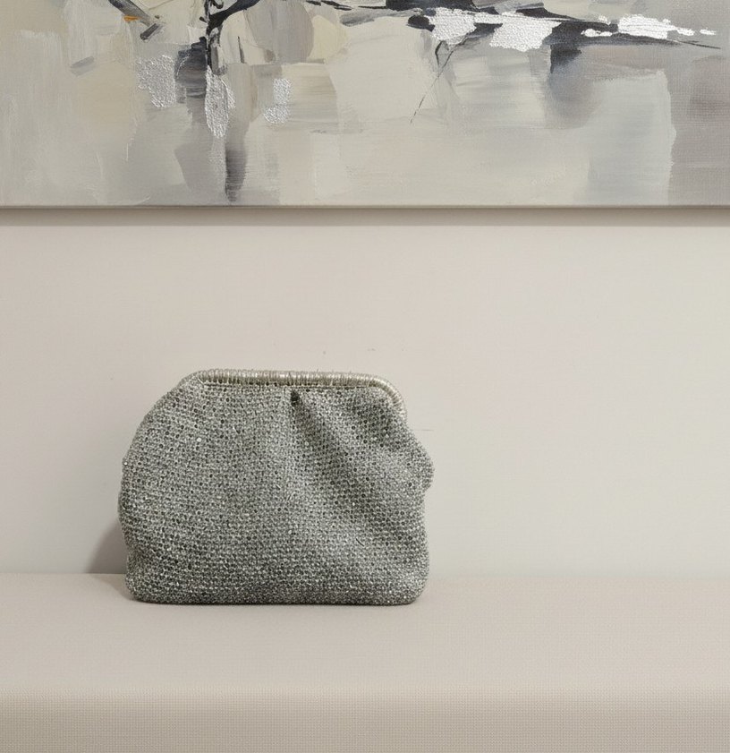 Gri İşlemeli Kadın Abiye Portföy Çanta - Görsel 2