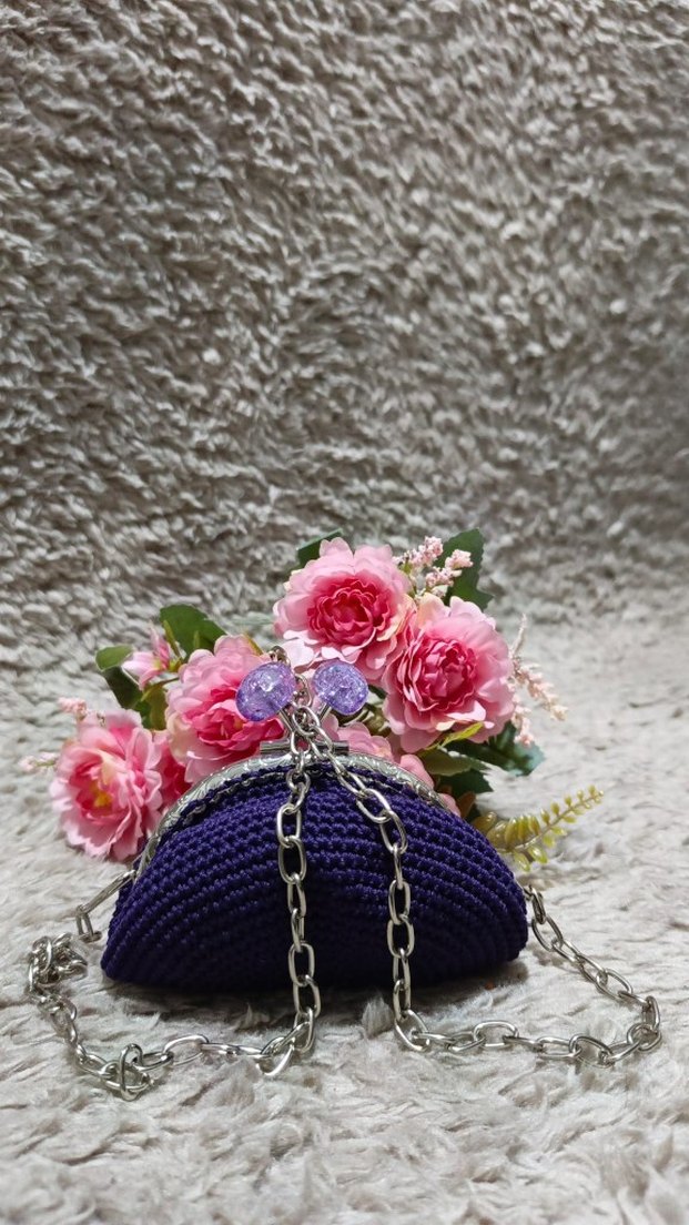 Mor Örgü Kadın Çanta - Görsel 5