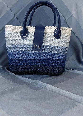 Mavi Örgü Kadın Çanta - Görsel 4