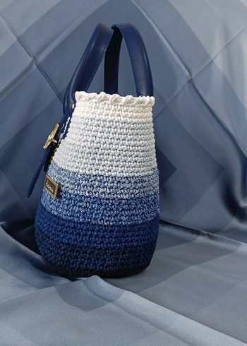Mavi Örgü Kadın Çanta - Görsel 5