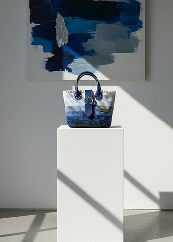 Mavi Örgü Kadın Çanta - Görsel 2