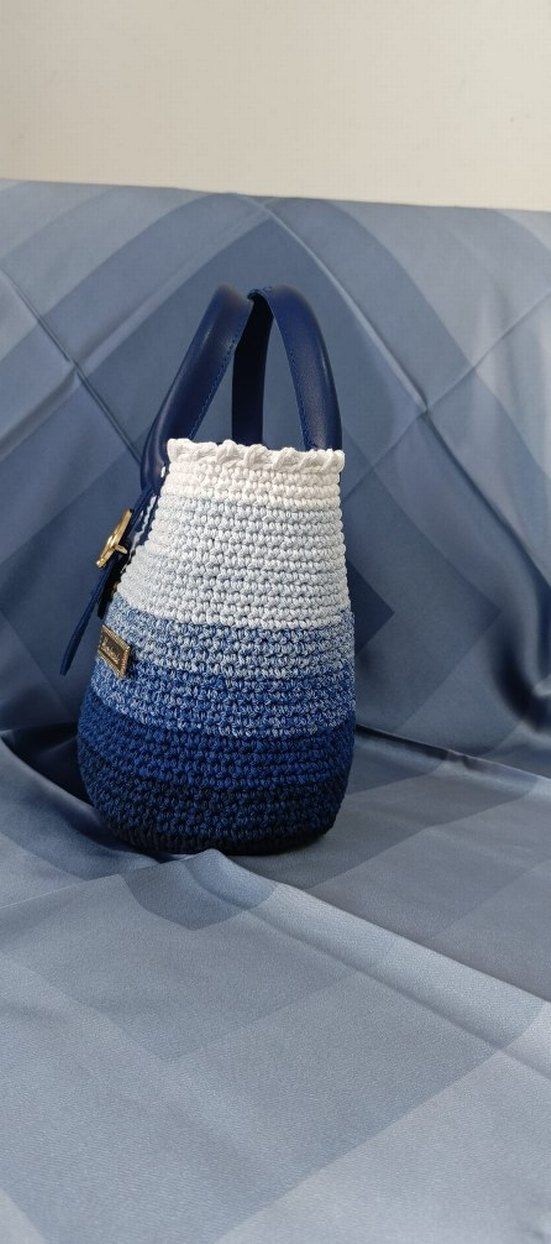 Mavi Örgü Kadın Çanta - Görsel 5