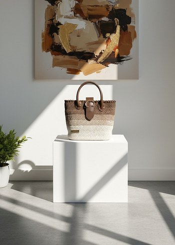 Bej Örgü Kadın Çanta - Görsel 2