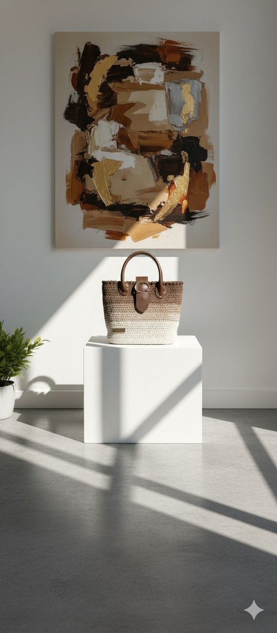 Bej Örgü Kadın Çanta - Görsel 2