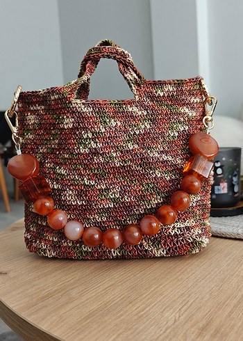 Boncuk Detaylı Örgü Bohem Kadın Çanta - Görsel 2