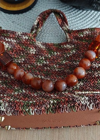 Boncuk Detaylı Örgü Bohem Kadın Çanta - Görsel 5