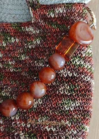 Boncuk Detaylı Örgü Bohem Kadın Çanta - Görsel 3