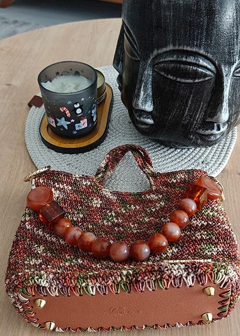 Boncuk Detaylı Örgü Bohem Kadın Çanta - Görsel 7