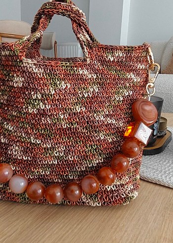 Boncuk Detaylı Örgü Bohem Kadın Çanta - Görsel 4