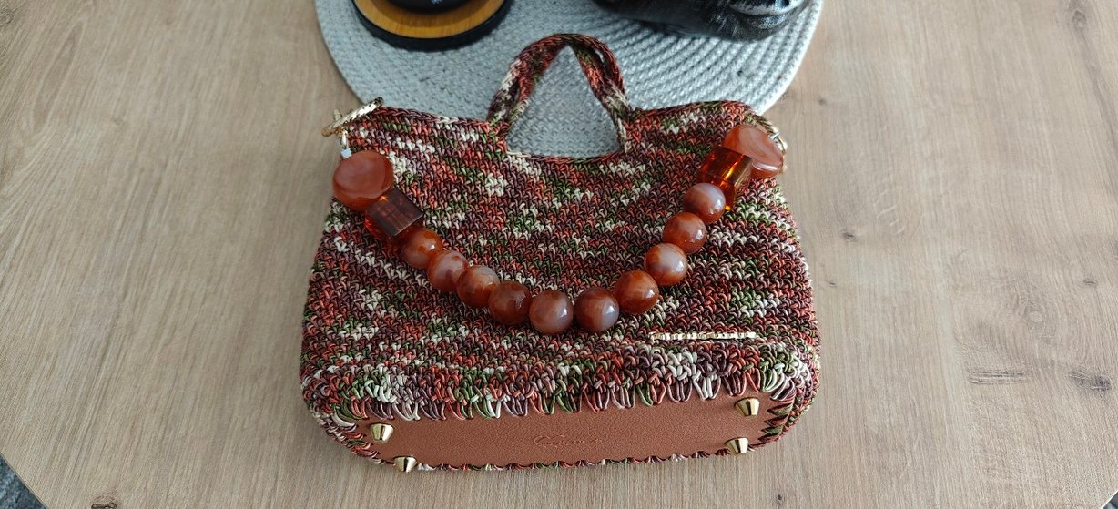 Boncuk Detaylı Örgü Bohem Kadın Çanta - Görsel 5