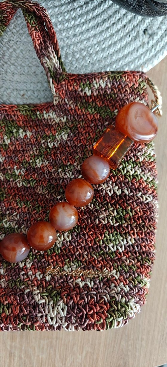 Boncuk Detaylı Örgü Bohem Kadın Çanta - Görsel 3