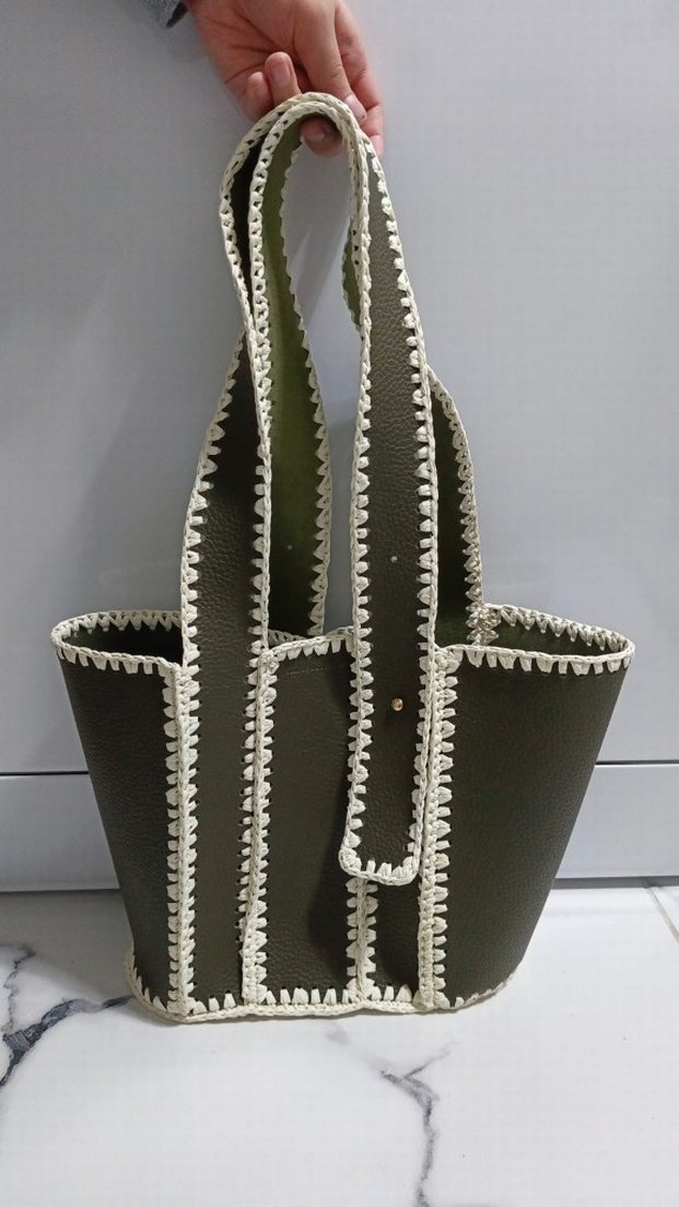 Nakışlı Deri Bohem Kadın Çanta - Görsel 2