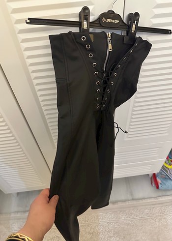 Siyah Deri Korse Detaylı Kadın Pantolon - Görsel 5