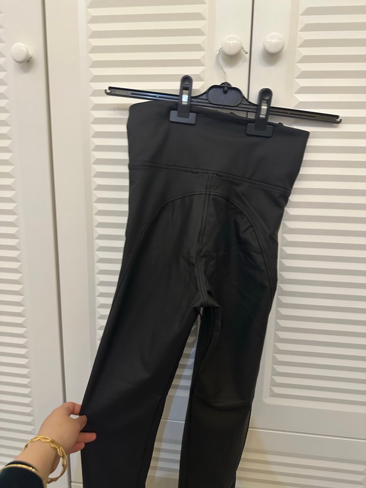 Siyah Deri Korse Detaylı Kadın Pantolon - Görsel 4