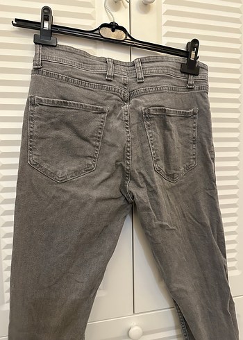 Gri Düğmeli Erkek Kot Pantolon - Görsel 2