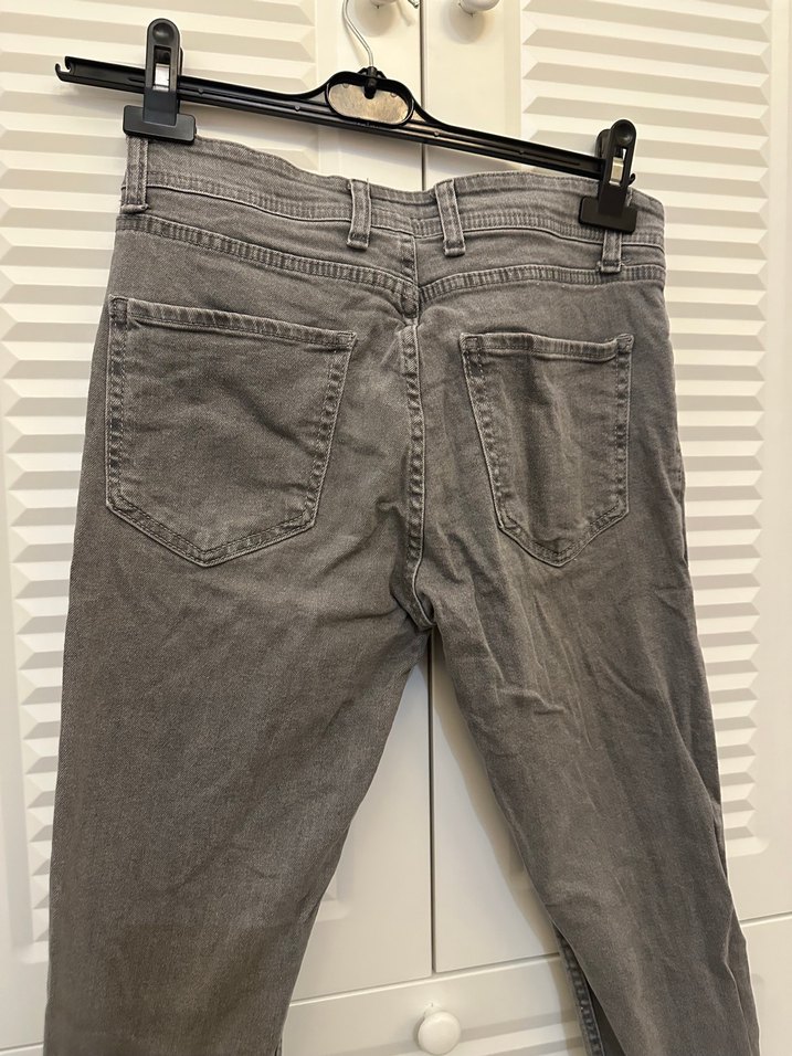 Gri Düğmeli Erkek Kot Pantolon - Görsel 2