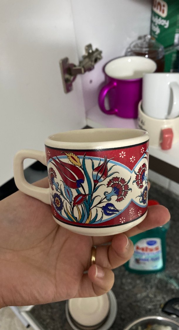 Renkli Çiçek Desenli Seramik Fincan — görsel 2/3