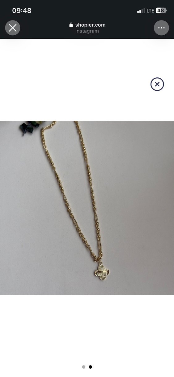 Altın Zincirli Yapraklı Minimal Kolye — görsel 2/4