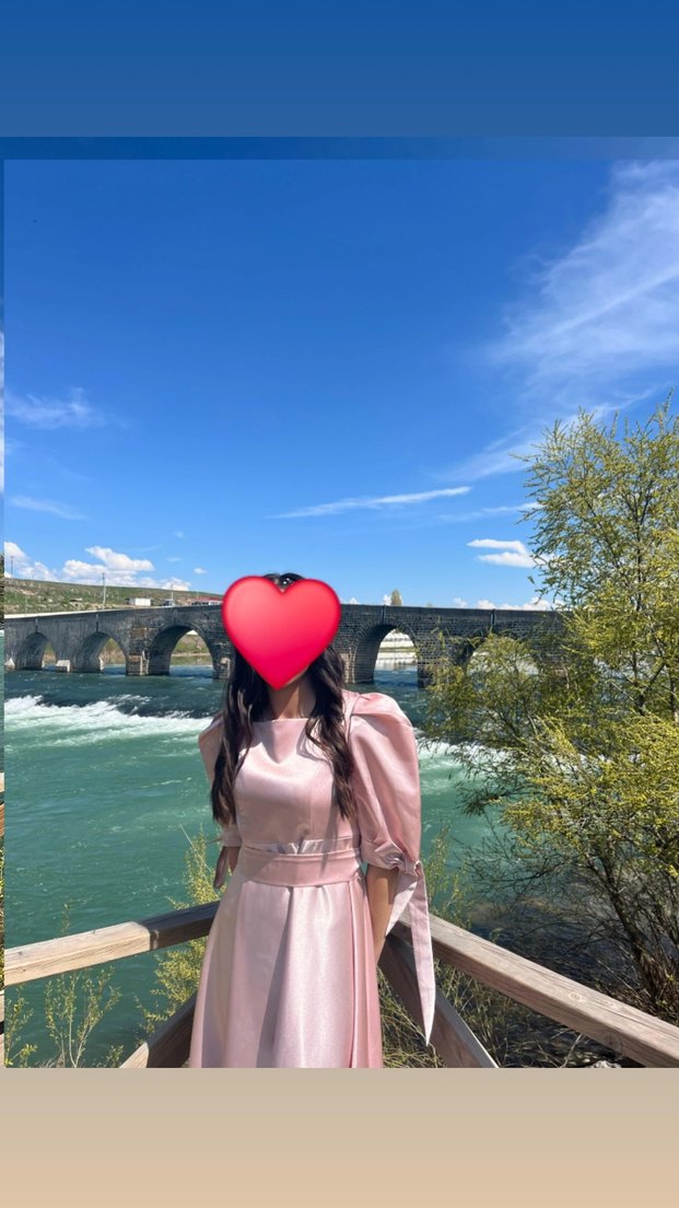 pudra pembesi saten kare yaka rüya elbise - Görsel 3