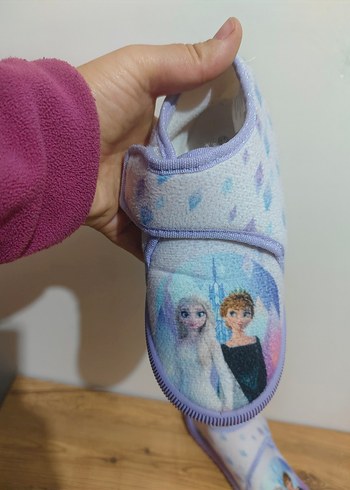 Mor Desenli Kız Çocuk Terliği Velcro - Görsel 2