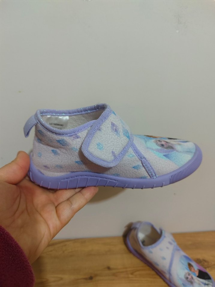 Mor Desenli Kız Çocuk Terliği Velcro - Görsel 5