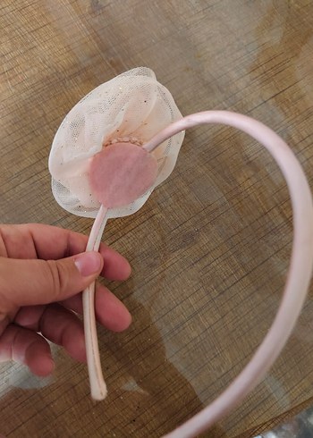 Bej Fırfırlı Nakışlı Çocuk Saç Tokası - Görsel 5