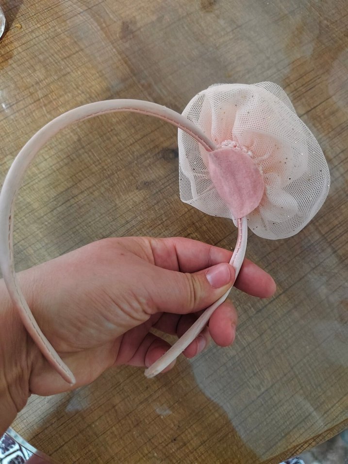 Bej Fırfırlı Nakışlı Çocuk Saç Tokası - Görsel 4