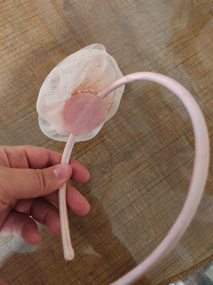 Bej Fırfırlı Nakışlı Çocuk Saç Tokası - Görsel 5