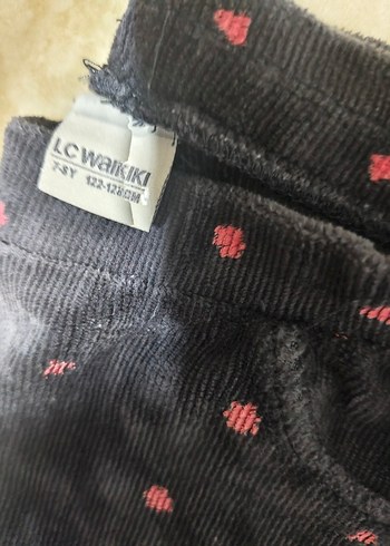 Kız Çocuk Gri Batik Desenli Düğmeli Tayt Kadife - Görsel 3