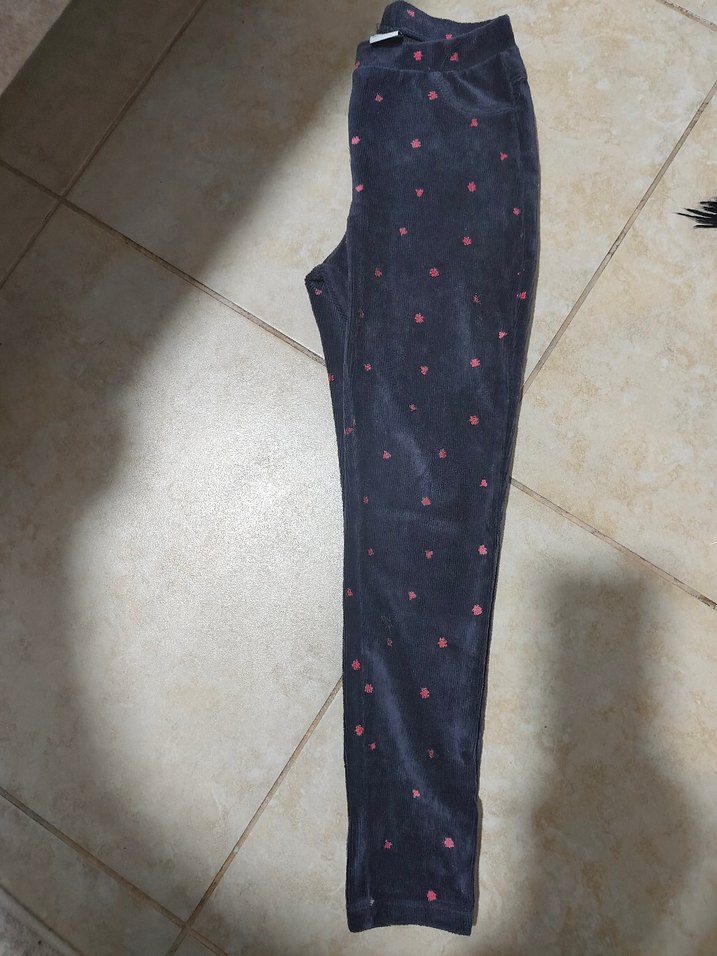 Kız Çocuk Gri Batik Desenli Düğmeli Tayt Kadife - Görsel 2