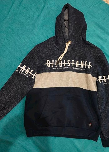 Kapüşonlu Erkek Sweatshirt Gri-Mavi - Görsel 2