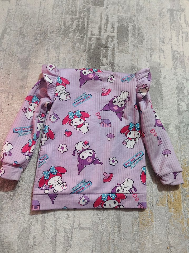 Kız Çocuk Mor Baskılı Uzun Kollu Pijama Takımı - Görsel 3