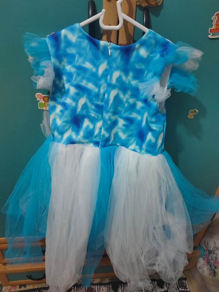 Mavi Kız Çocuk Elsa Temalı Elbise - Görsel 2