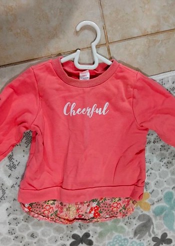 Pembe Baskılı Uzun Kollu Kız Sweatshirt - Görsel 3