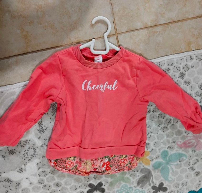 Pembe Baskılı Uzun Kollu Kız Sweatshirt - Görsel 3