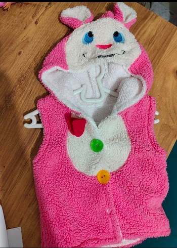 Kız Çocuk Pembe Düğmeli Yelek - Görsel 2