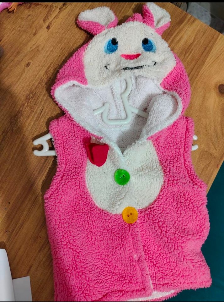 Kız Çocuk Pembe Düğmeli Yelek - Görsel 2