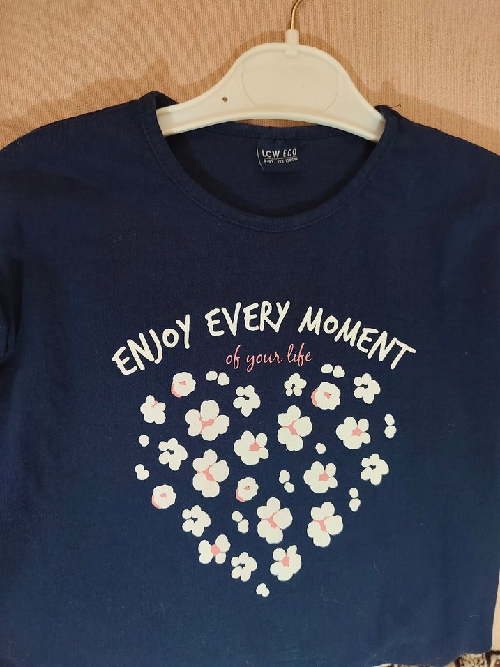 Kız Çocuk Lacivert Uzun Kollu Baskılı Tişört - Görsel 4