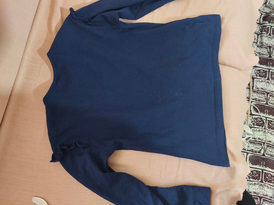 Kız Çocuk Lacivert Uzun Kollu Baskılı Tişört - Görsel 2