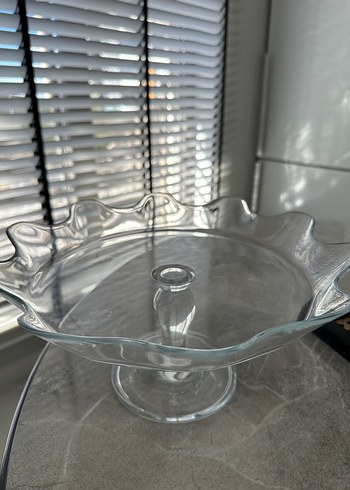 Vintage Şeffaf Ayaklı Servis Tabağı - Görsel 2