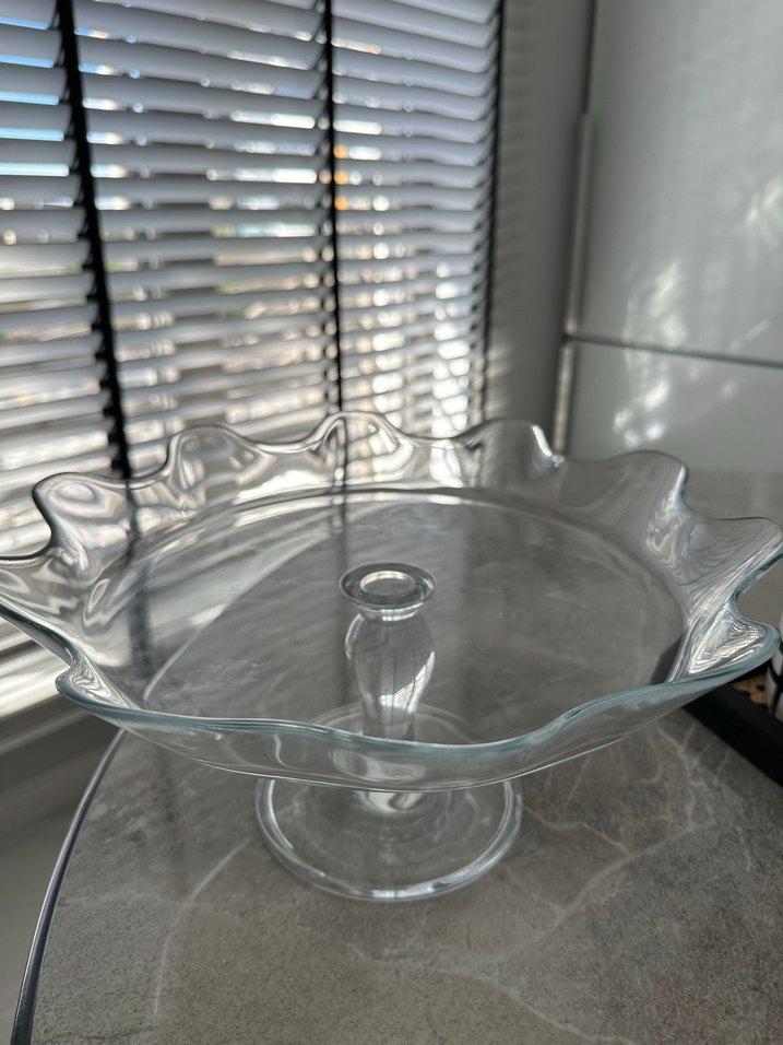 Vintage Şeffaf Ayaklı Servis Tabağı - Görsel 2